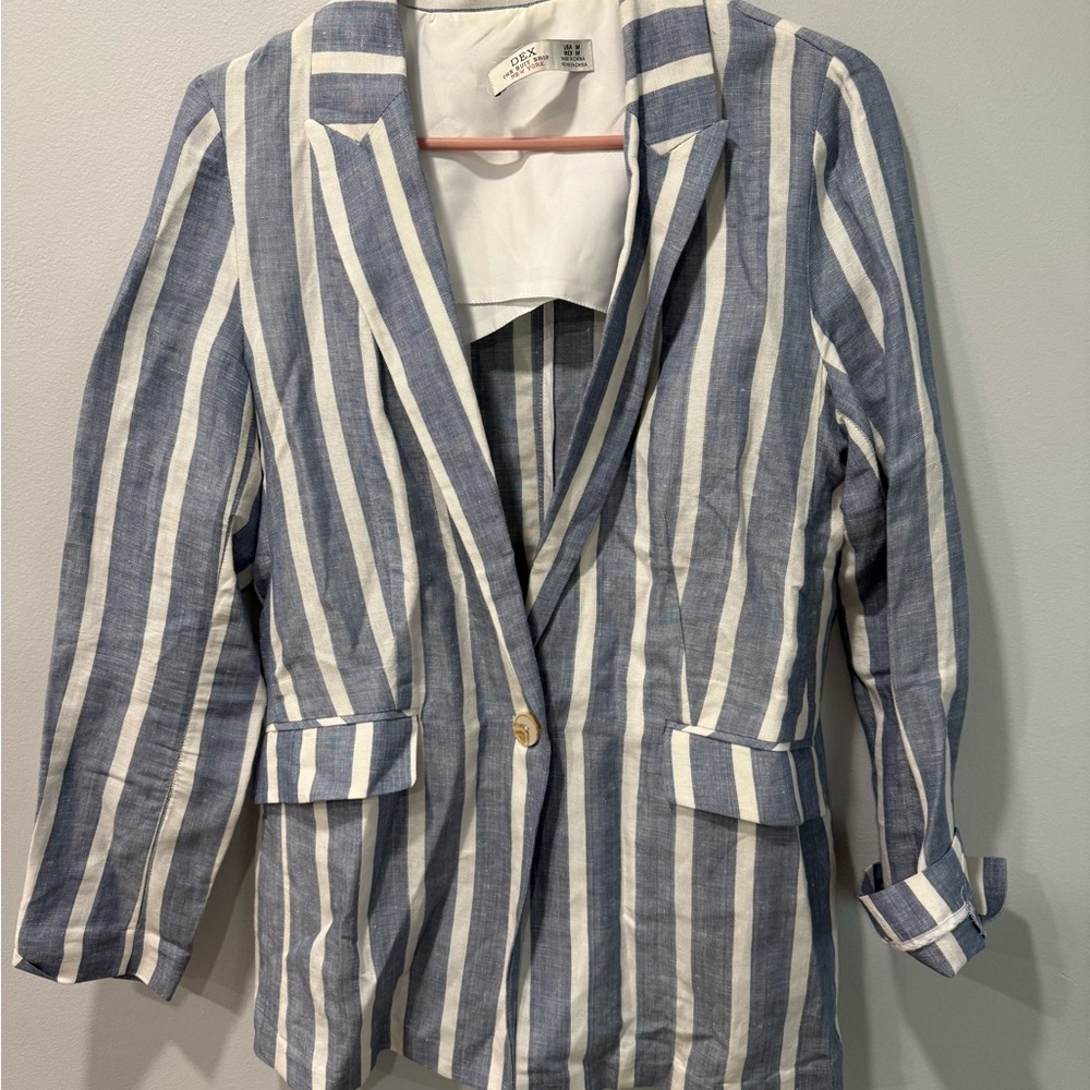 Dex Blue and White Striped Blazer